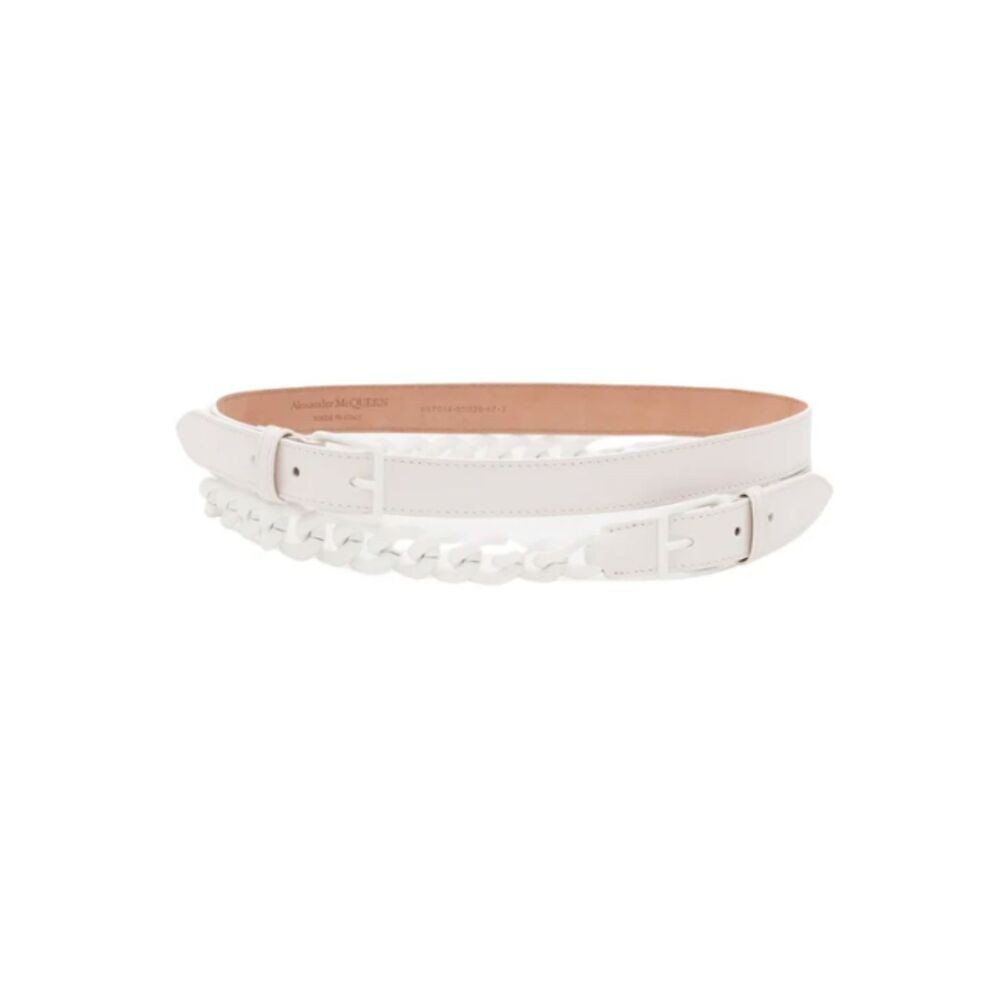 Alexander McQueen Women's Double Buckle Chain Belt NWT 1300 XS White